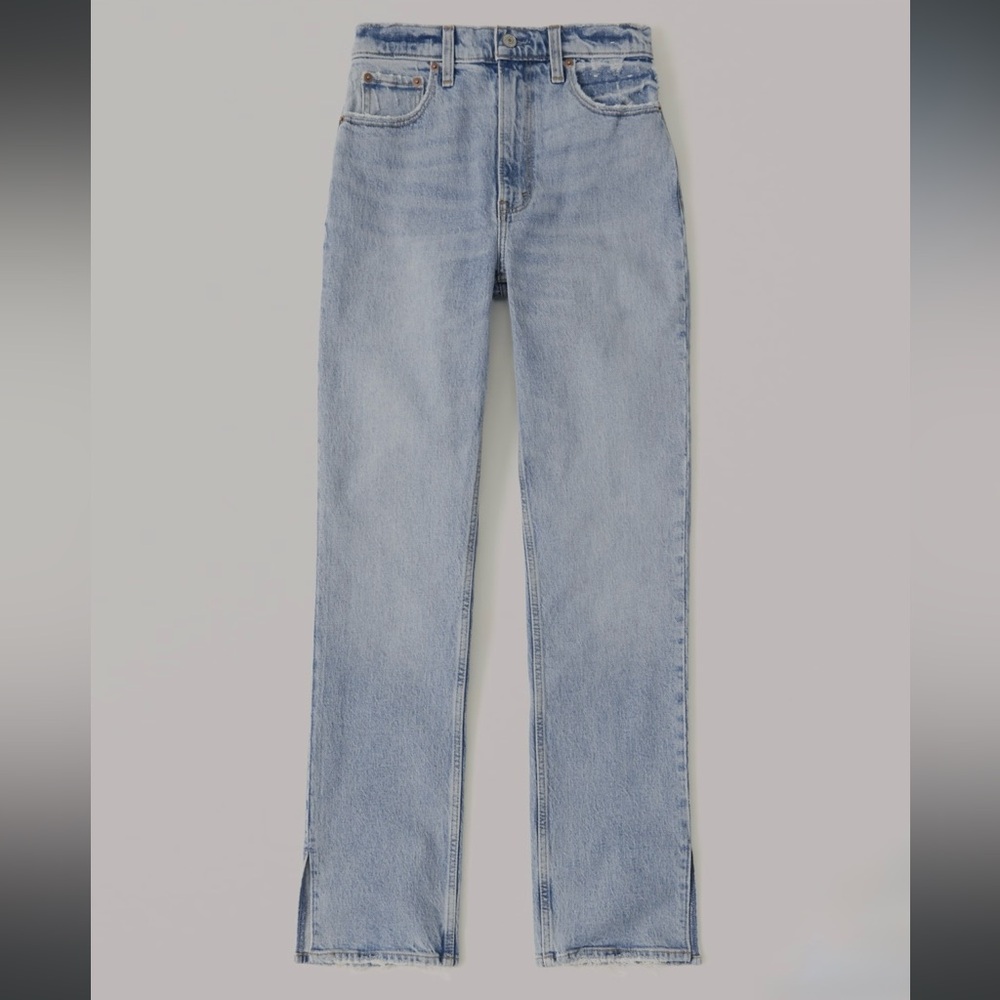ABERCROMBIE- The 90s high rise straight jeans with side slit